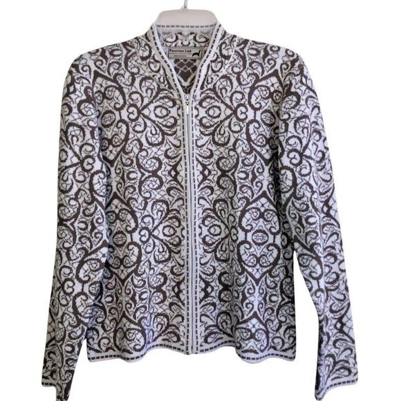 Peruvian Link Alpaca Collection Cardigan Womens Sz M Cocoa Cream Eclectic Jauja - Picture 4 of 16